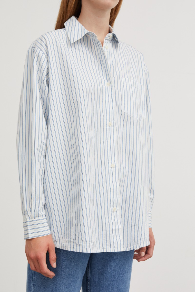 SKALL STUDIO Edgar Shirt Stripe Gots, Blue/white Stripe