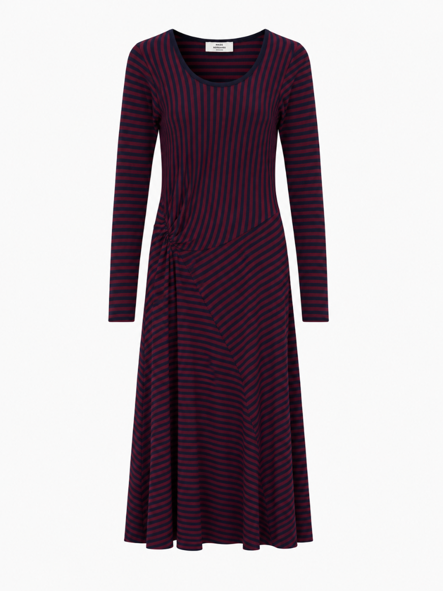 Mads Nørgaard Severa Dress Stripe, Sky Captain/winetasting