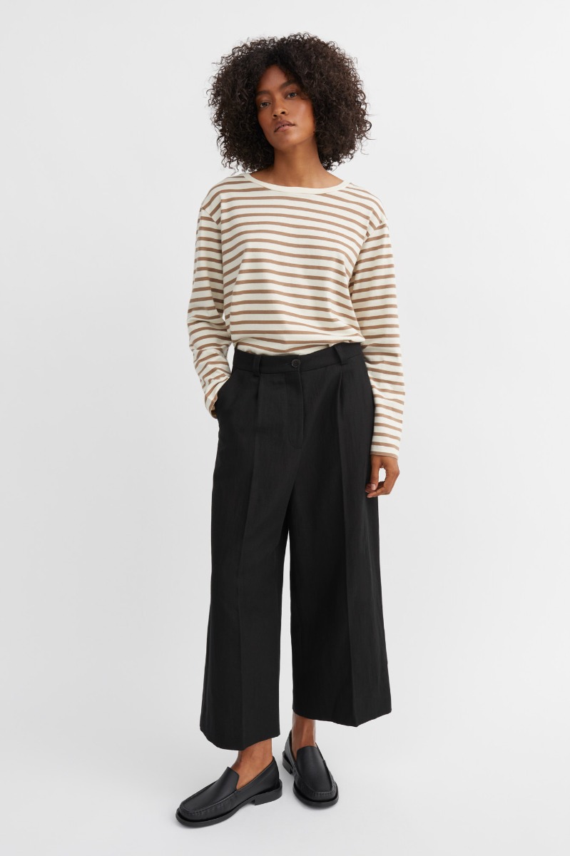 Skall Studio Loui Oversized Blouse, Light Brown/white Stripe