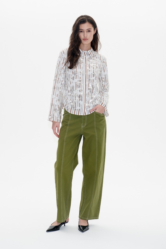 BAUM UND PFERDGARTEN Marley Shirt, White Sequins Stripe