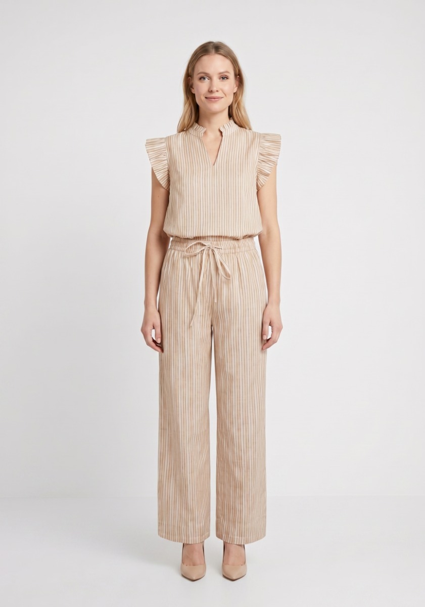 Tiffany Clothing Iris Pants, Beige/camel Stripe