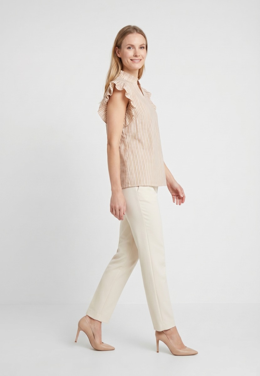 Tiffany Clothing Iris Top, Beige/camel Stripe