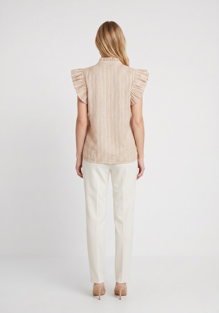 Tiffany Clothing Iris Top, Beige/camel Stripe