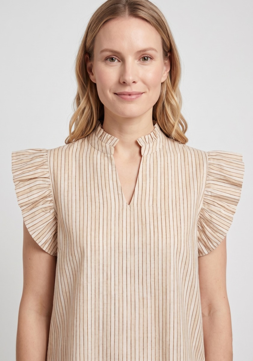 Tiffany Clothing Iris Top, Beige/camel Stripe