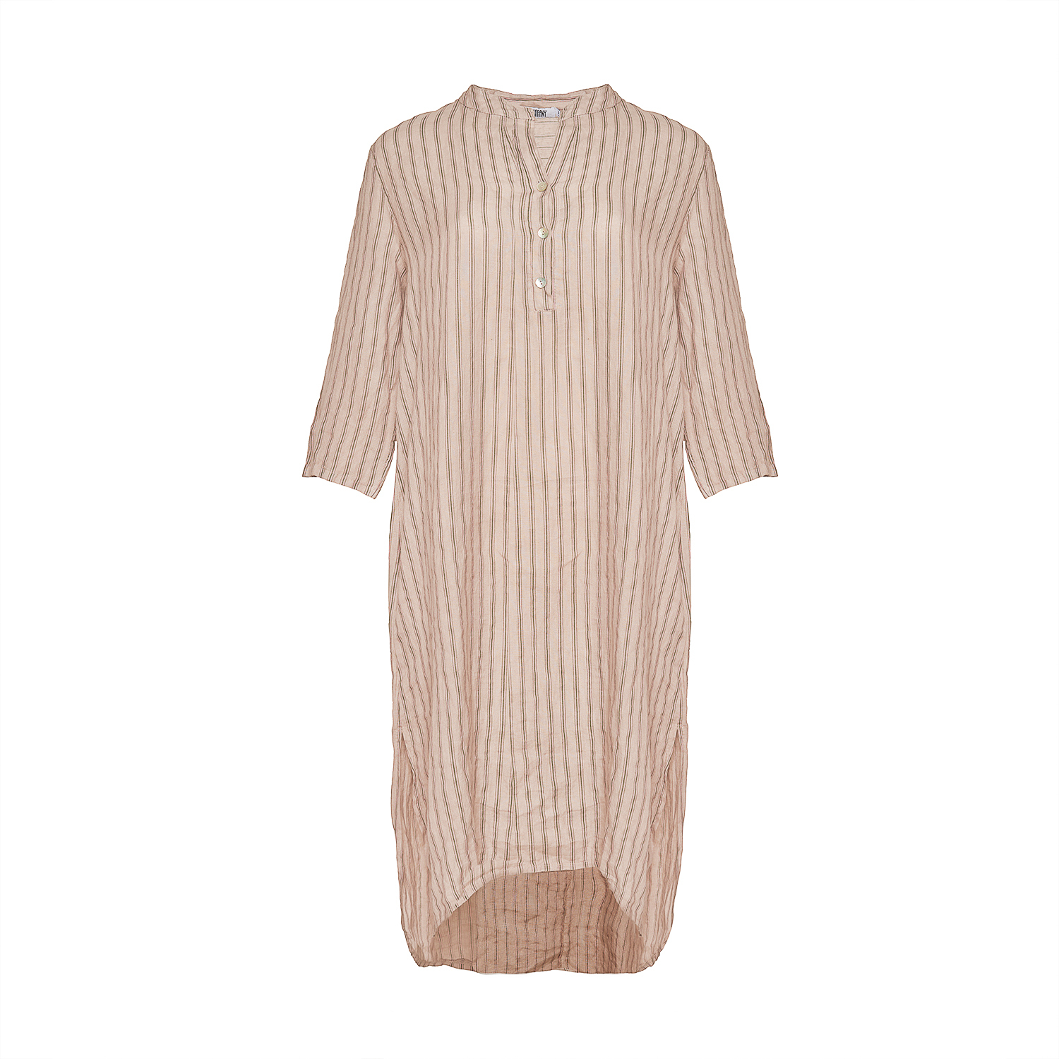 Front af beige skjortekjole