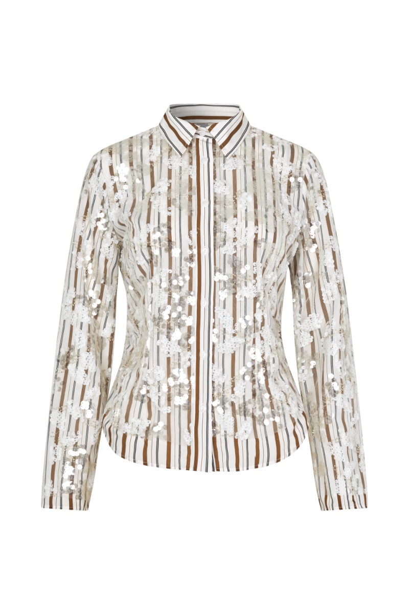 BAUM UND PFERDGARTEN Marley Shirt, White Sequins Stripe