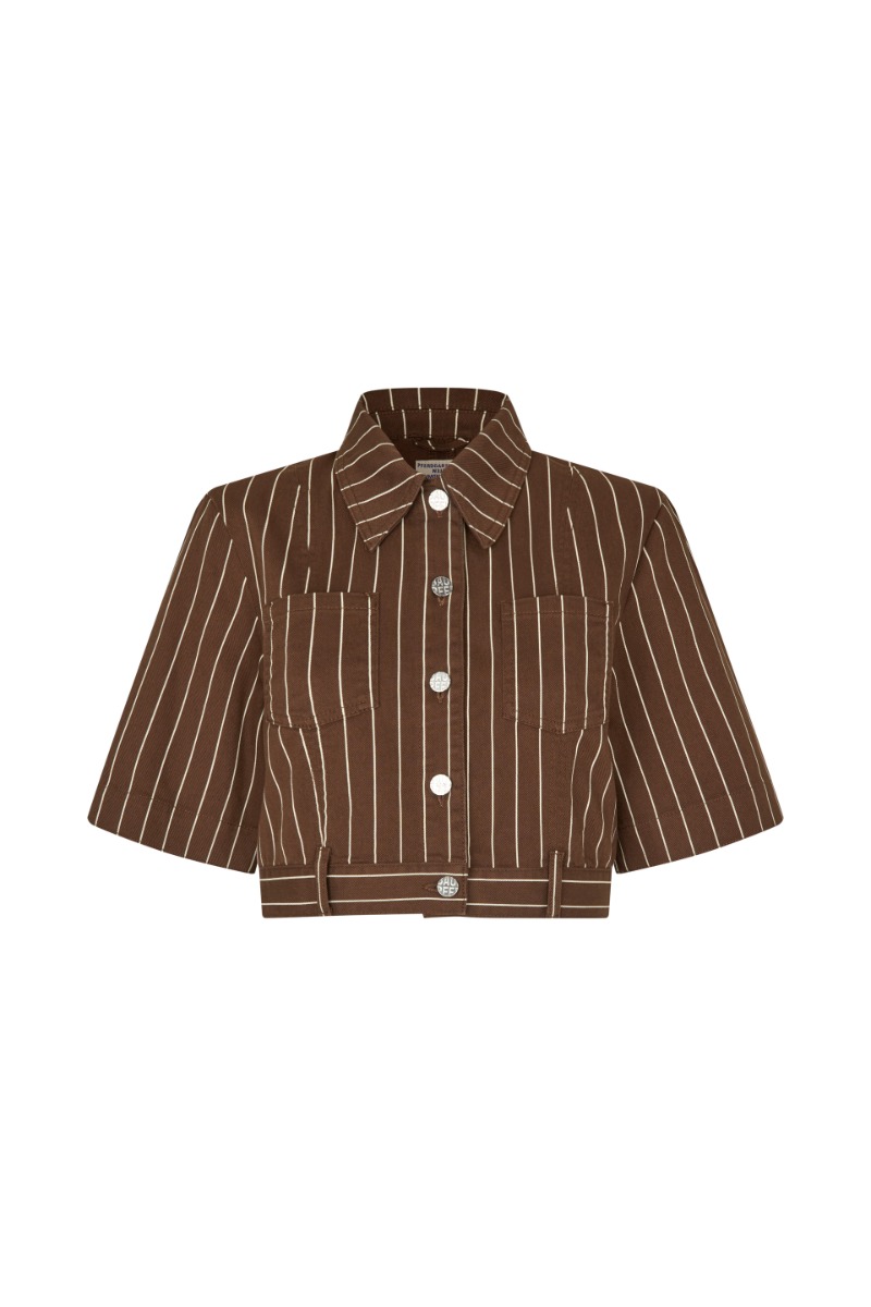 Baum Und Pferdgarten Majsa Shirt, Creme Brown Pinstripe