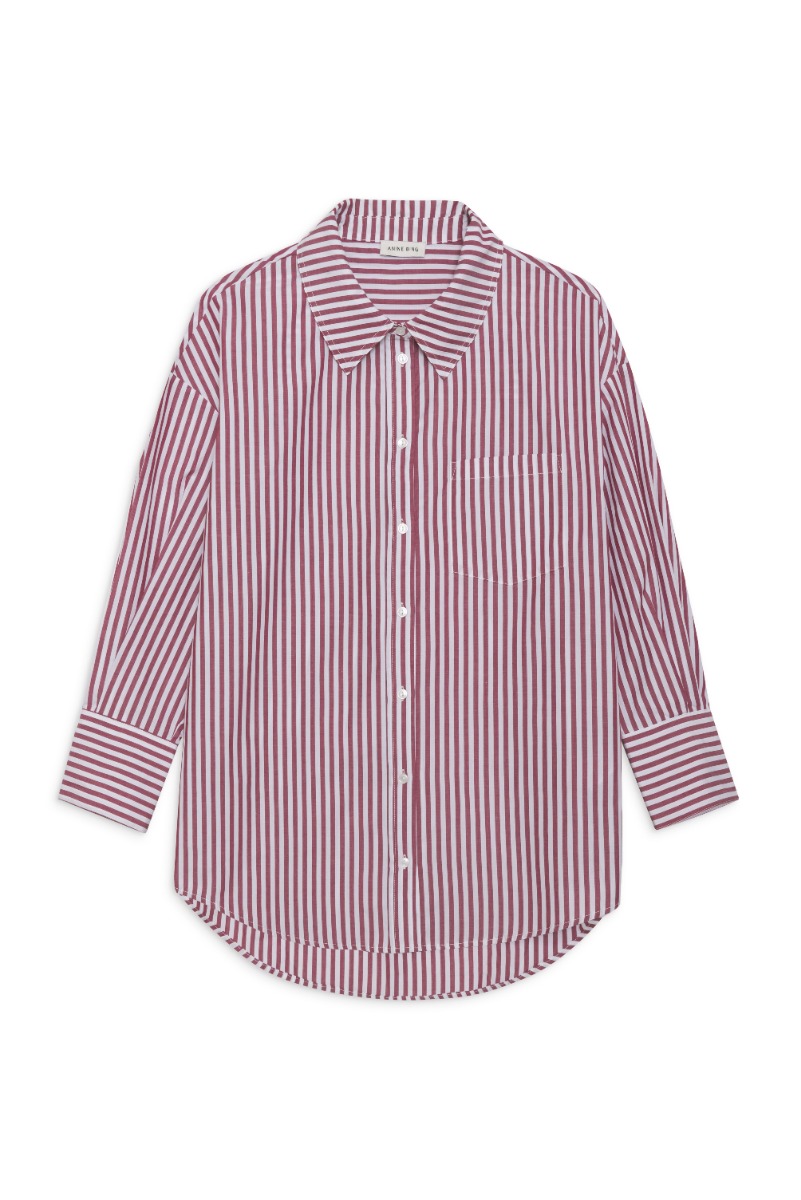 Anine Bing Mika Shirt A-07-3006, Red And White Stripe