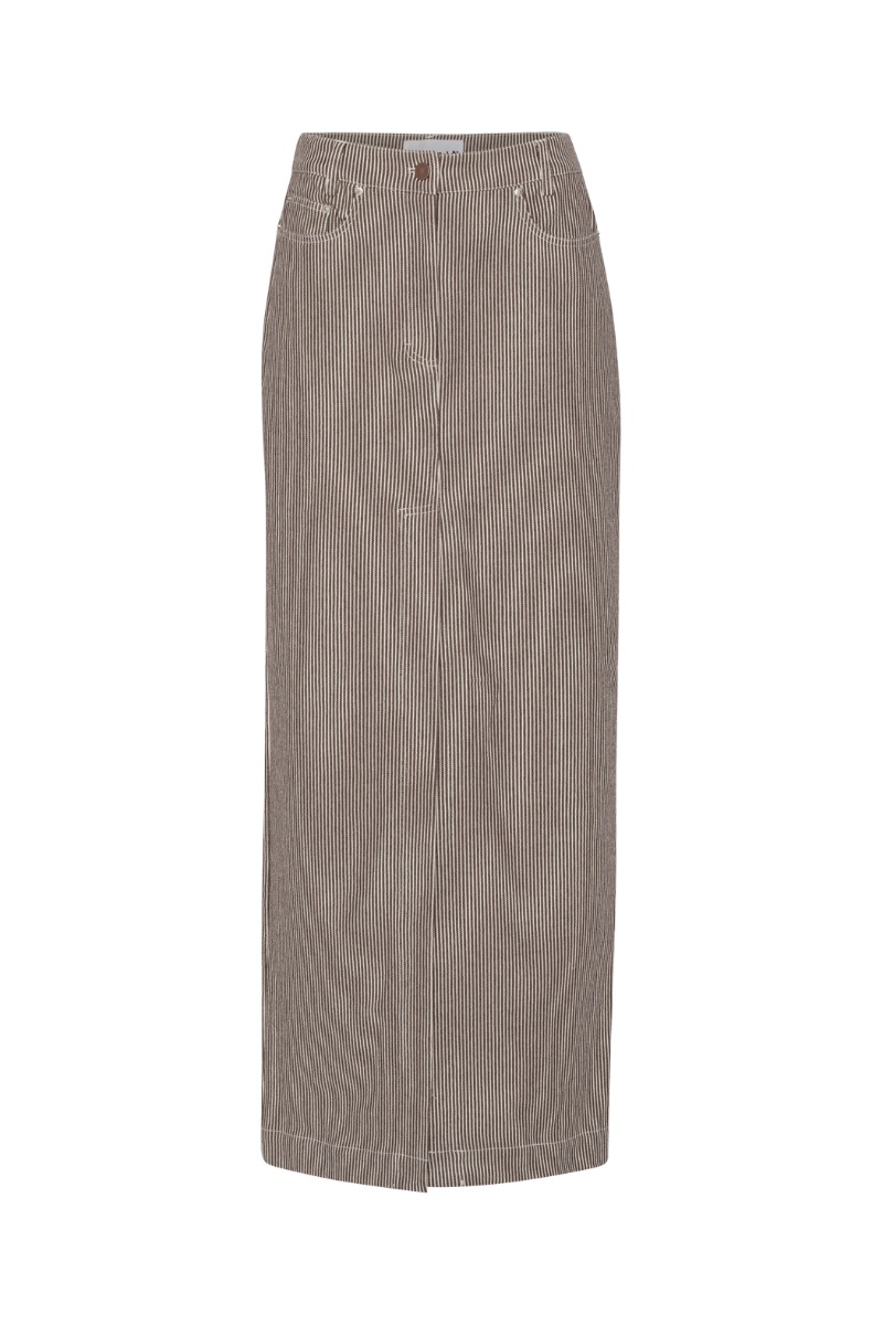 Remain Striped Twill Long Skirt 5007432832, Coffee Bean Comb