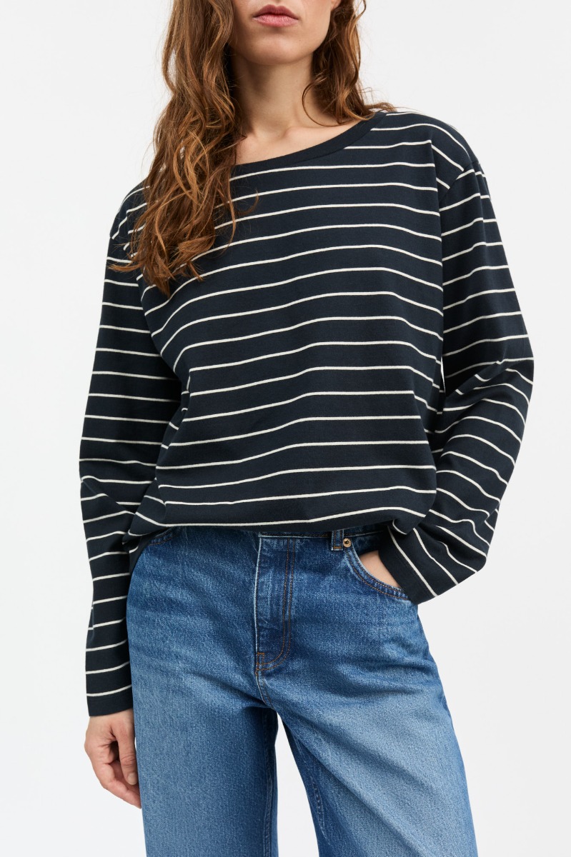 Skall Studio Loui Oversized Blouse, Navy/white Stripe