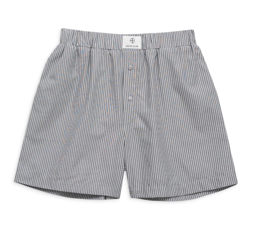 Anine Bing Liam Boxer A-10-7086-064, Grey And White Stripe