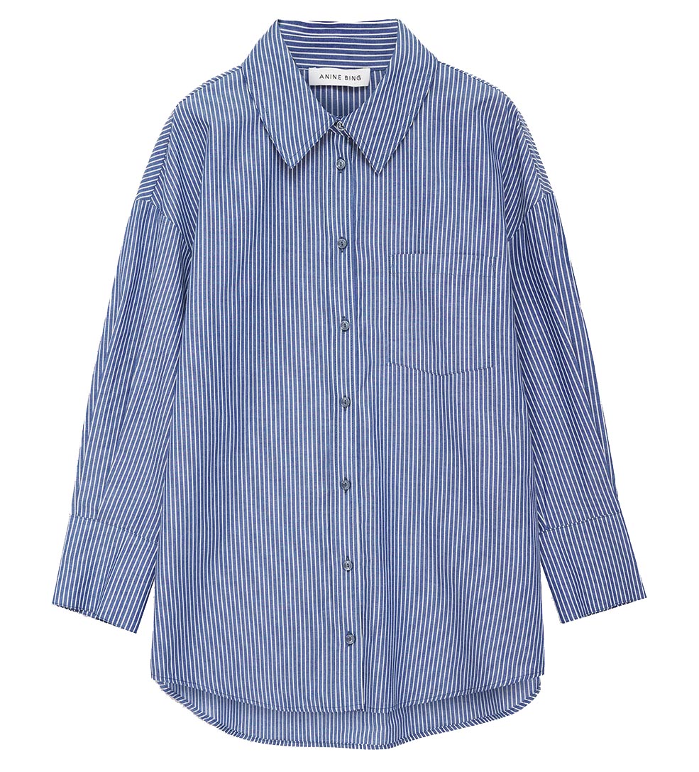 Anine Bing Mika Shirt A-07-3006-404, Blue And White Stripe
