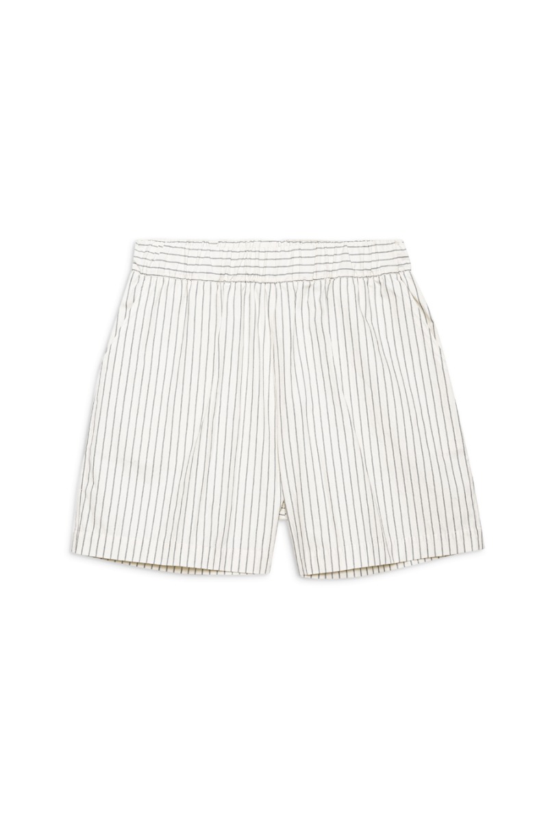 Anine Bing Ren Shorts A-10-7142, Ivory And Blue Monogram Stripe