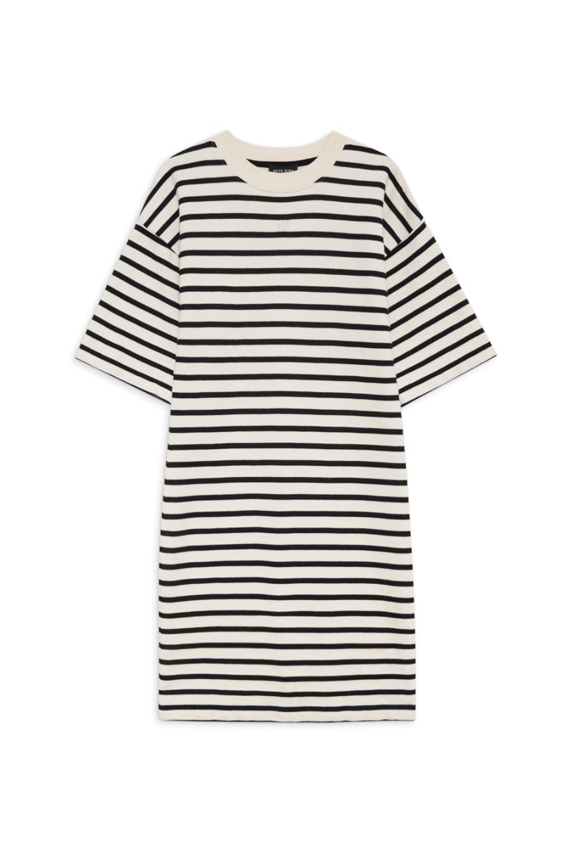 Anine Bing Mona Dress A-02-11055, Black Stripe French Terry
