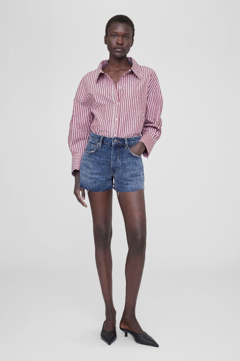 Anine Bing Mika Shirt A-07-3006, Red And White Stripe