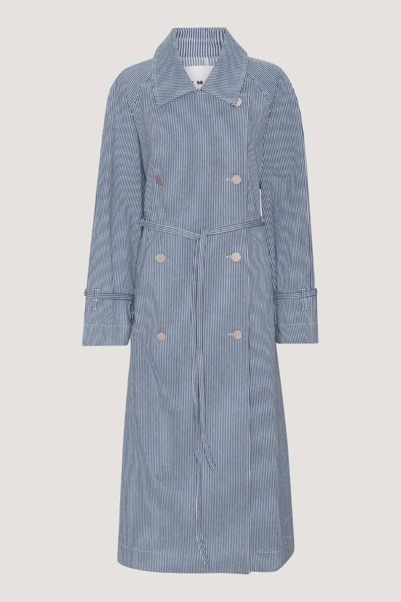 REMAIN Carita Coat Striped Oversized Coat, Bright White Comb.