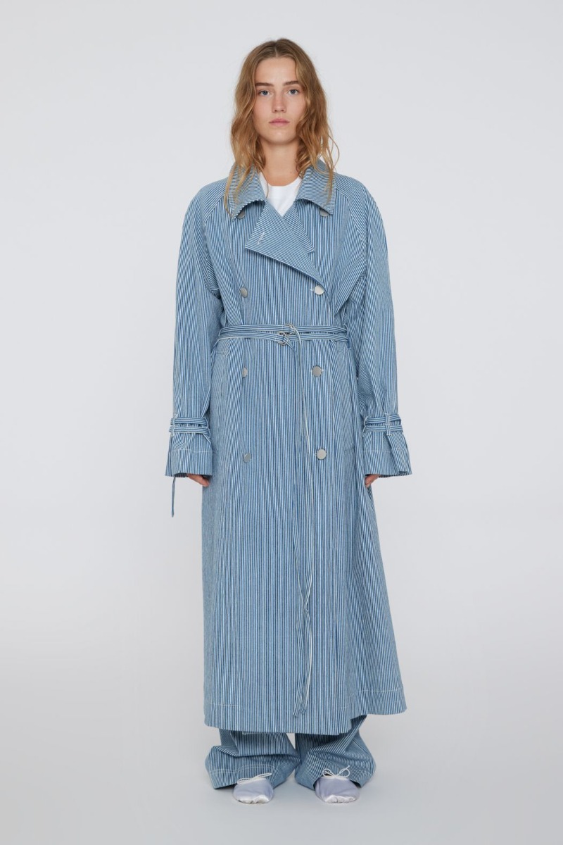 REMAIN Carita Coat Striped Oversized Coat, Bright White Comb.