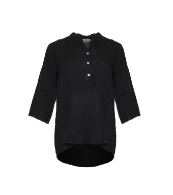 Front af sort hørskjorte