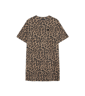 Anine Bing Beth Mini Dress Letterman A-02-10275, Black And Brown Leopard