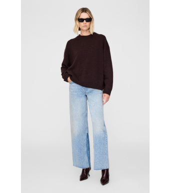 Anine Bing Lee Crew Sweater, Deep Brown
