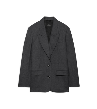 Anine Bing Ross Single-breasted Blazer, Dark Heather Grey