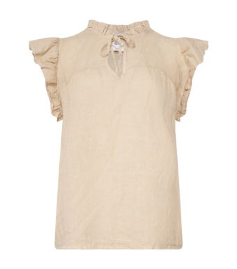 TIFFANY Etta Frill Top Linen, Soft Grey