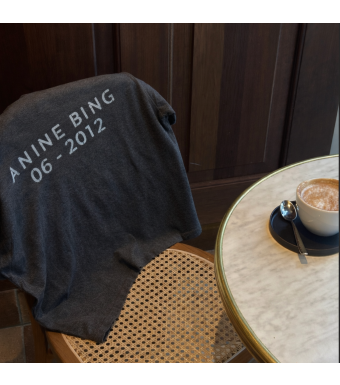 Anine Bing Wagner Tee Soft Stencil, Dark Grey Melange