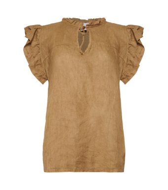 TIFFANY Etta Frill Top Linen, Light Brown