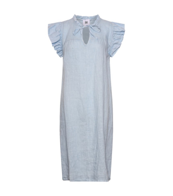 TIFFANY Etta Frill Dress Linen, Light Blue
