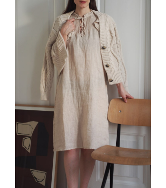 TIFFANY Etta Frill Dress Linen, Soft Grey