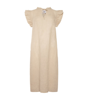 TIFFANY Etta Frill Dress Linen, Soft Grey