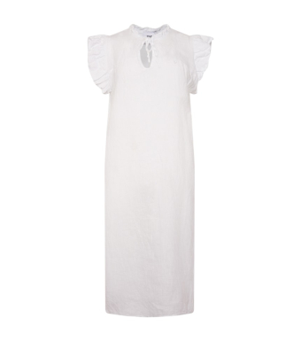 TIFFANY Etta Frill Dress Linen, White