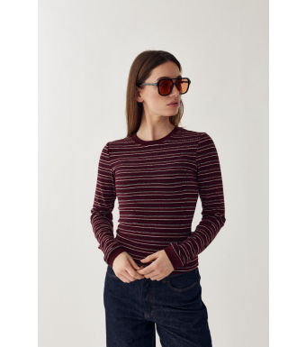 Noella N-mykel Ls Top, Dizzy Burgundy Stripe