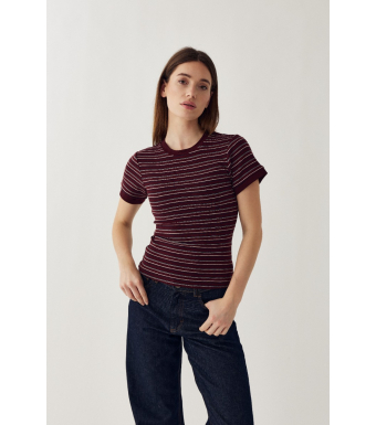 Noella N-mykel Top, Dizzy Burgundy Stripe