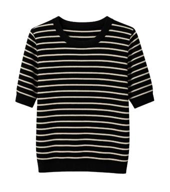 Opal Studio Felicia Tee Striped, Black/off-white