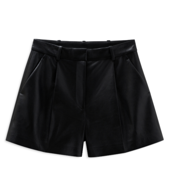 Anine Bing Trent Shorts, Black Recycled Leather