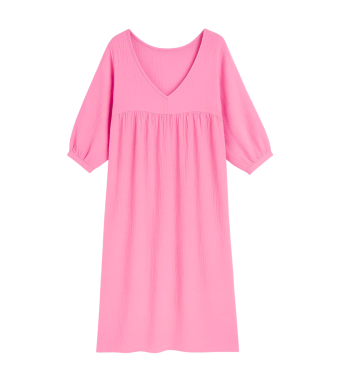 TIFFANY Double Cotton Summer Dress, Pink Flower