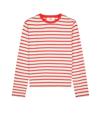 Mads Nørgaard Pablo Maggie Tee Long Sleeve, Vanilla Ice/fiery Red