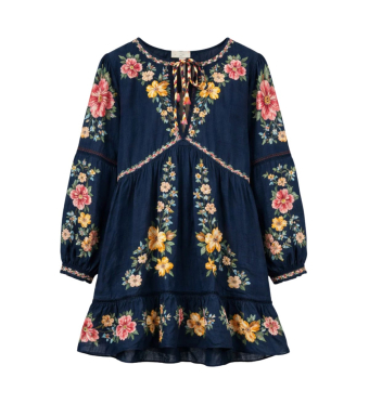 Farm Rio Mini Dress Maria Floral, Dark Blue