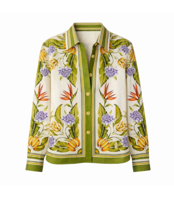 Farm Rio Shirt, Tropical Scarf Sand