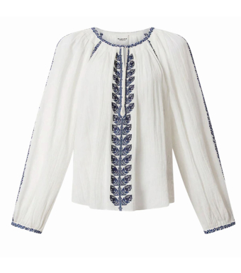 Isabel Marant Lena Top, Ecru/blue