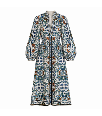 Farm Rio Maxi Dress Flora Tile Off-white, Flora Tile Off-white