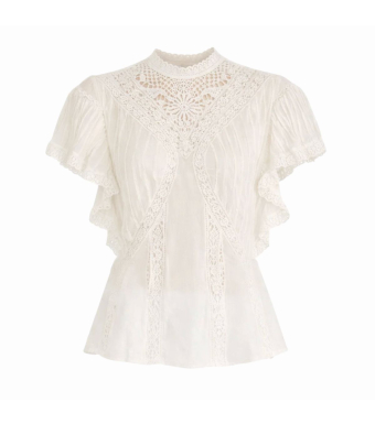 Farm Rio Blouse With Appliques, Off-white
