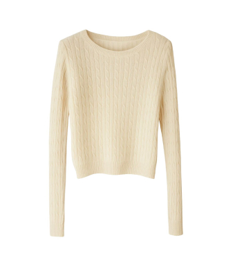 Opal Studio Felula Cropped Sweater, Bianco