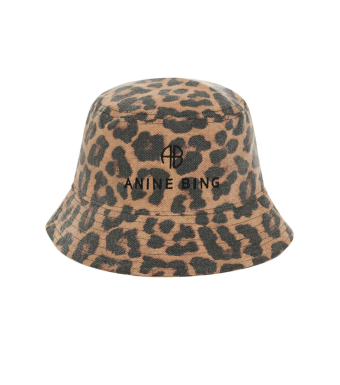 Anine Bing Nicks Bucket Hat, Black And Brown Leopard