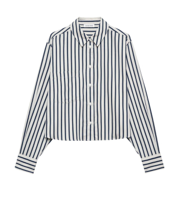 Anine Bing Essie Cropped Shirt, Maritime Stripe