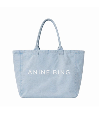 Anine Bing Leo Denim Tote, Lucid Blue