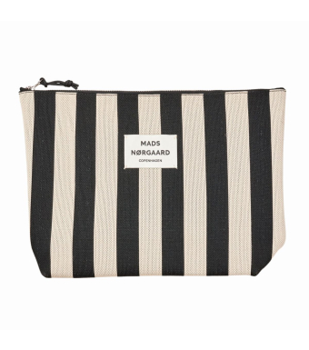 Mads Nørgaard Hilden Toiletry Bag Knit Stripe, Black/white