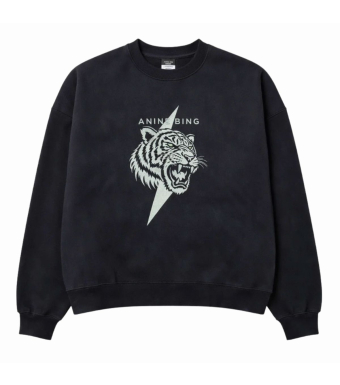 Anine Bing Miles Sweatshirt Tiger, Vintage Black