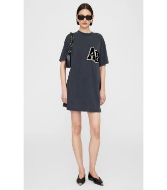 ANINE BING Beth Mini Dress Letterman A-02-10275, Washed Black